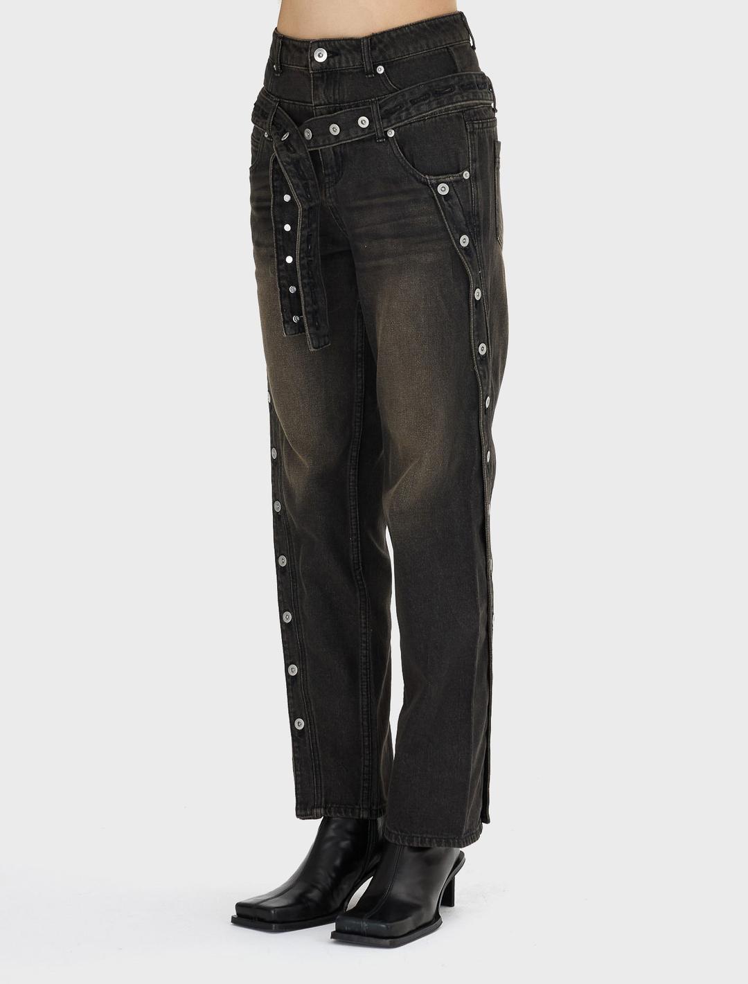 메종 스페셜 더블 웨이스트 트위스티드 데님 블랙 - empty