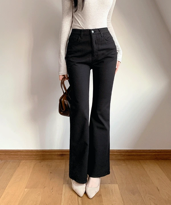 [히든밴딩] 포이드 기모 세미부츠컷 코튼 팬츠 - 2color