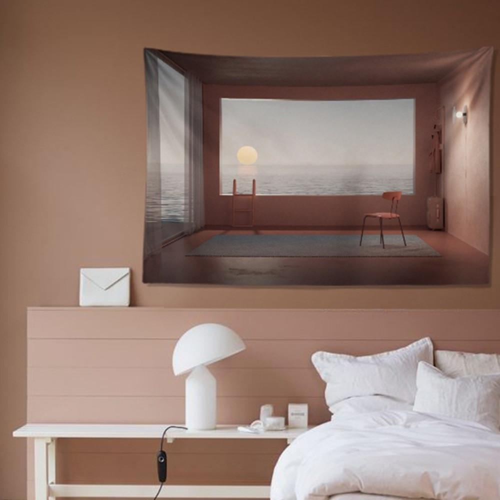 조용한 바다 패브릭 포스터 해변 일출 태피스트리 풍경 고요한 인테리어 벽장식 캔버스