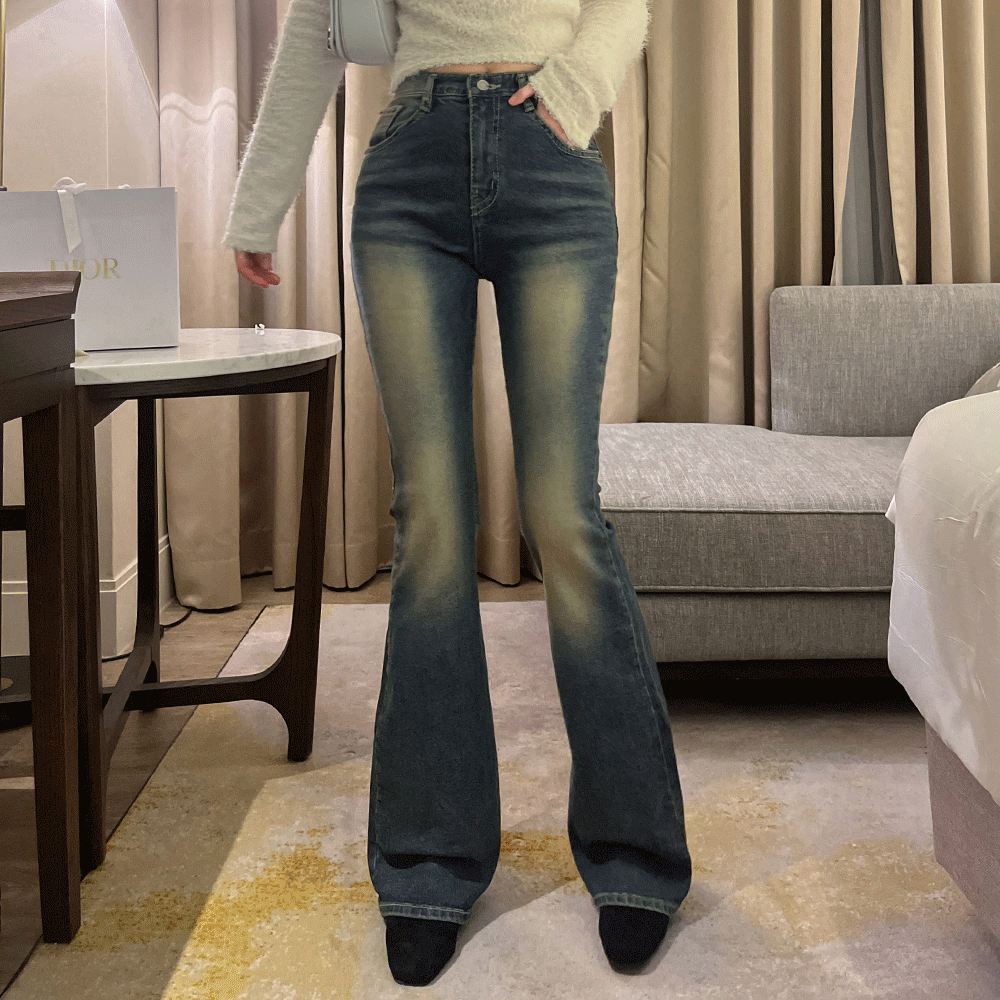 무배🚀 [자동보정👍스판굿] 핫바디 워싱 캣브러쉬 롱 부츠컷 청바지 하이웨스트 쫀쫀진 키작녀 키큰녀 데님 팬츠 사계절 S M L