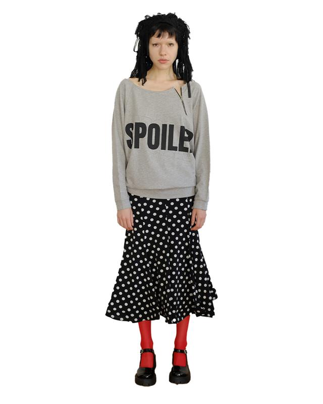 ZIPPER BOAT NECK SWEATSHIRT, MELANGE GRAY