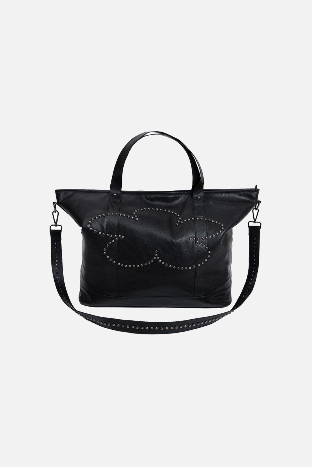 VANDY THE PINK Leather Studded Tote Bag "Black\" 반디더핑크 레더 스터디드 토트 백 \"블랙\"