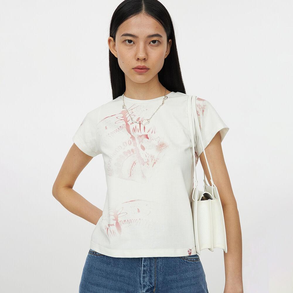 23SS 'Red Plant' Cotton T-Shirt White