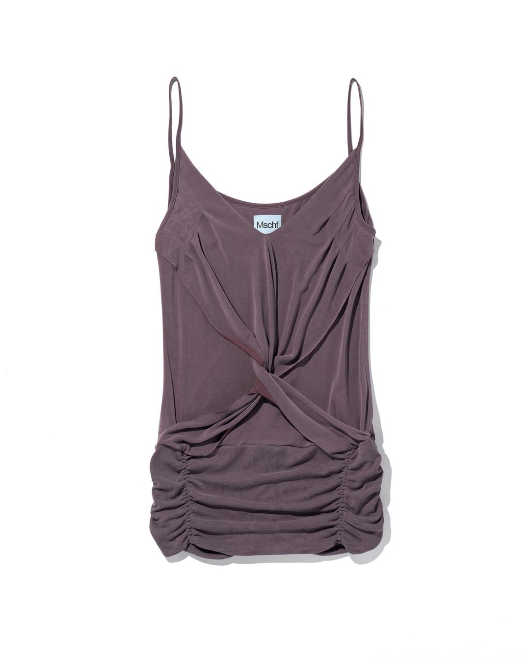 TWIST DRAPED SLEEVELESS_PURPLE BROWN