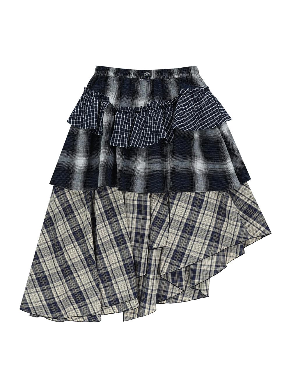 MIXED TIERED SKIRT [CHECK]