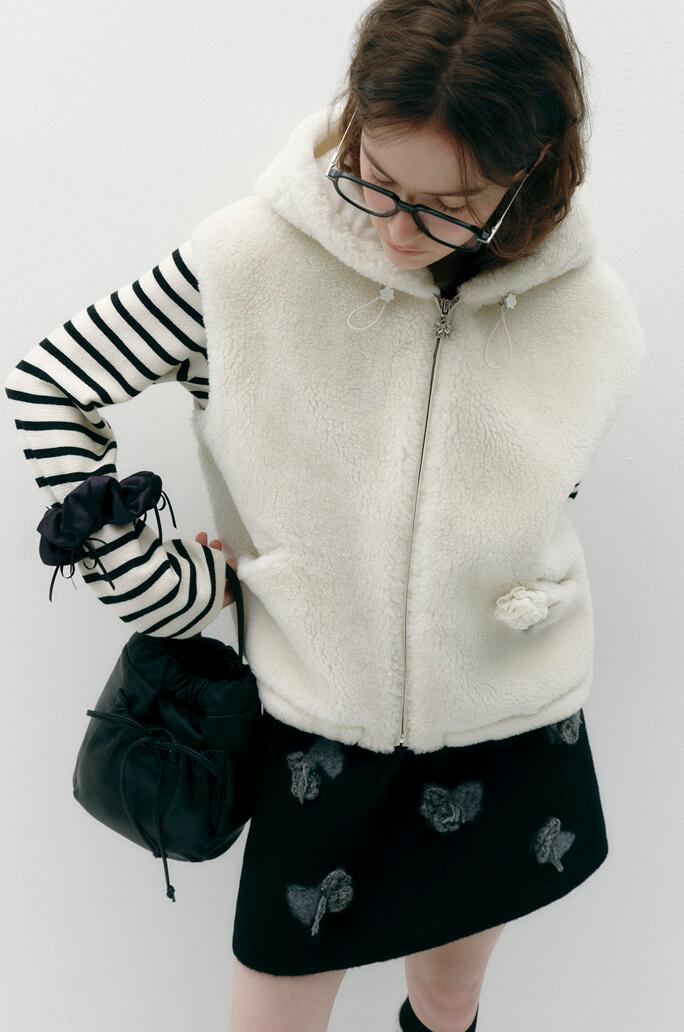 [O'2nd] 텍스처 블록 후드 집업 베스트