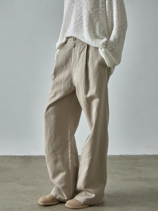 린넨 더블 포켓 팬츠_olive beige