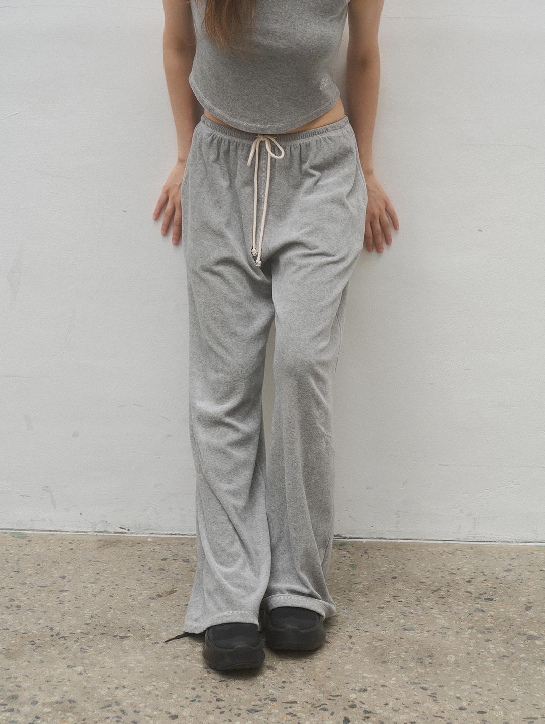 LOUNGE VELOUR PANTS - GRAY