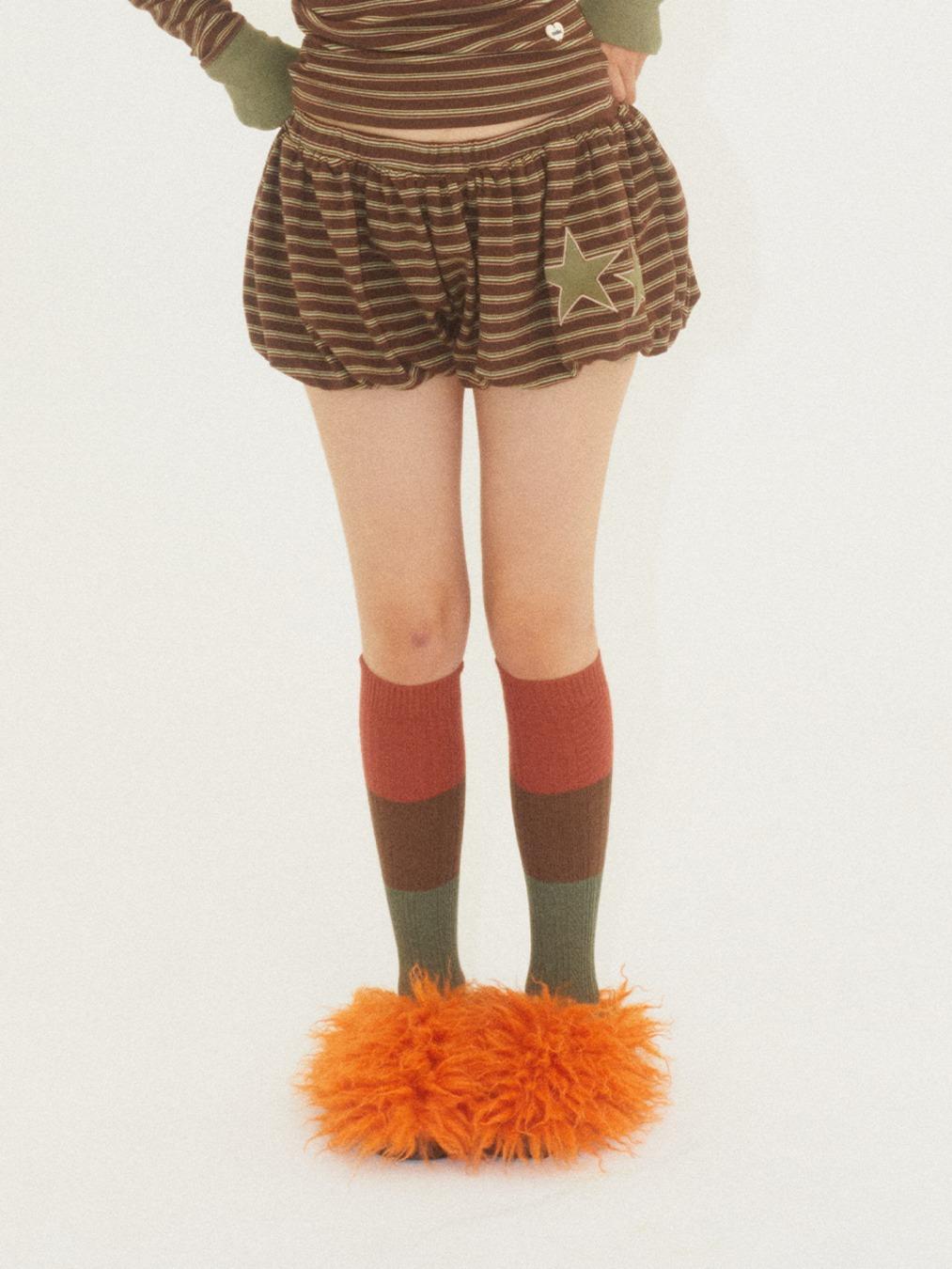 STRIPE STAR BALLOON SHORTS BROWN
