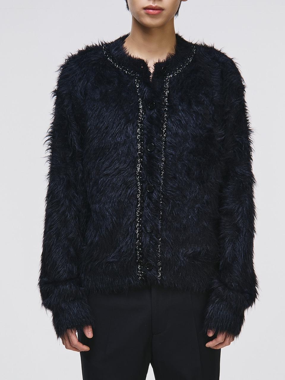 Angora Tweed Cardigan Black