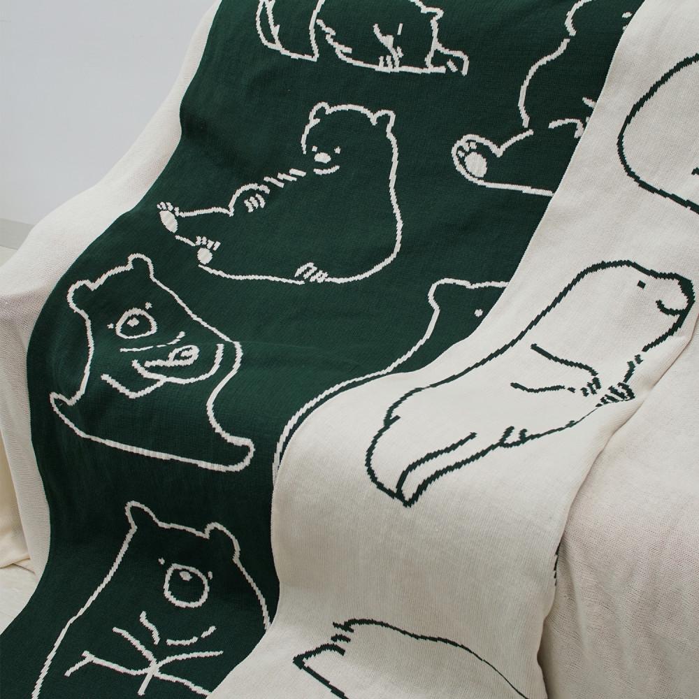 베르데VERDE 베어 양면 니트 블랭킷 2color