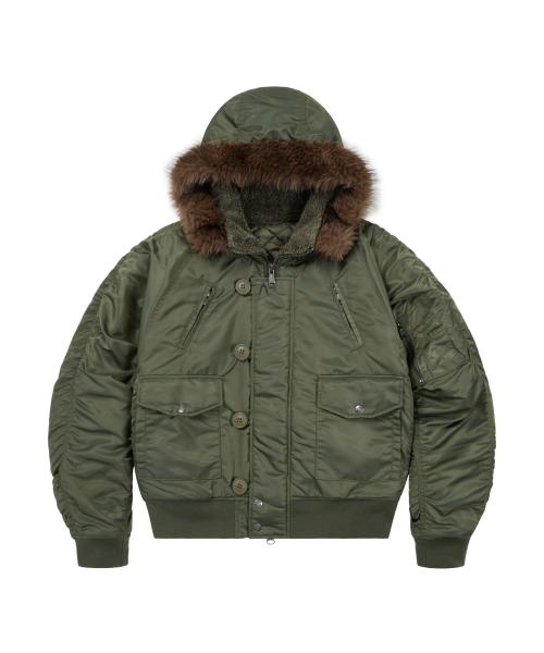Hooded Fur MA-1 Jacket (Khaki)