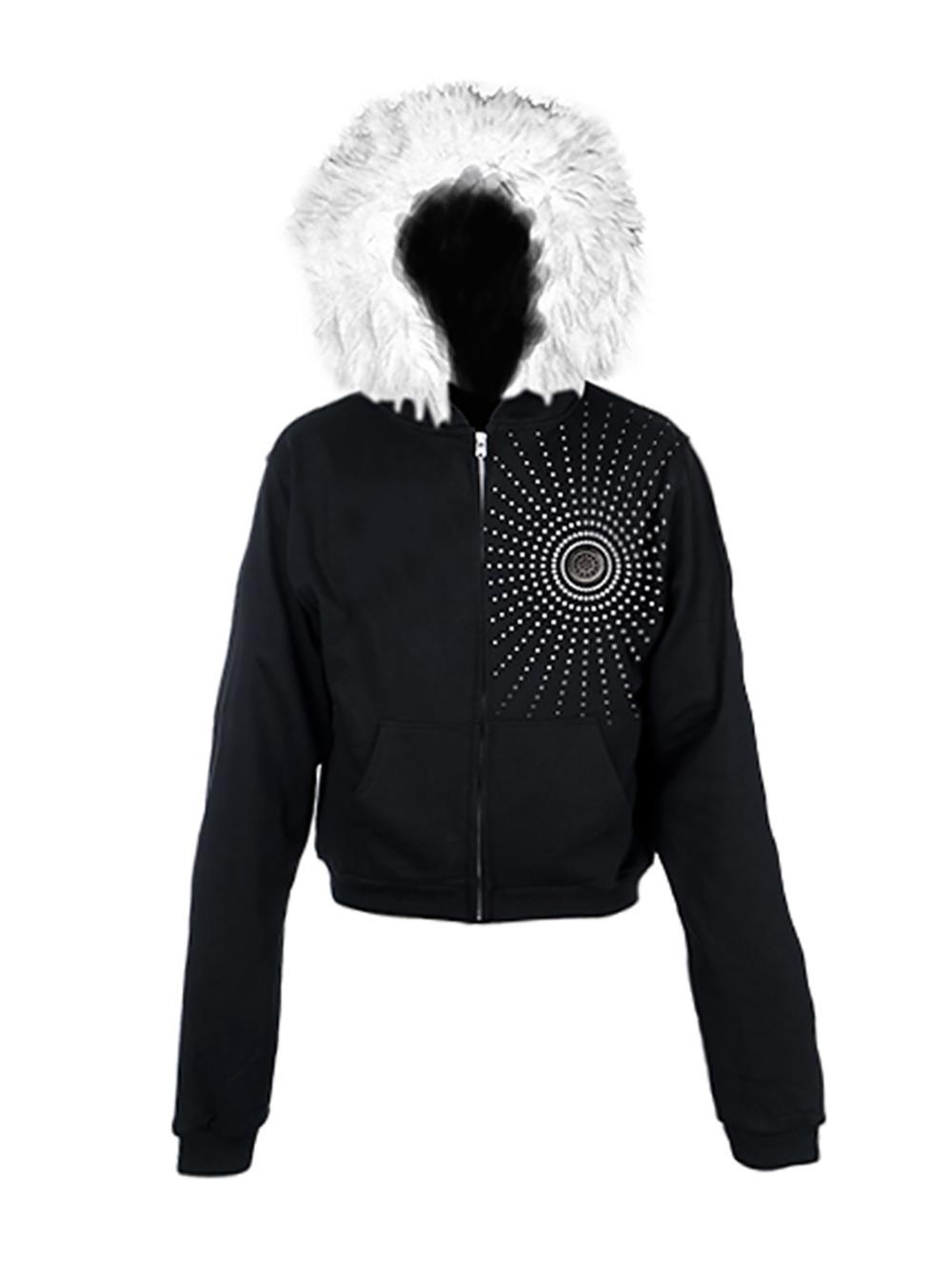 Sunburst Studded Fur Trim Hoodie