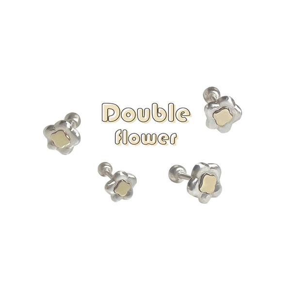 DOUBLE FLOWER earring or piercing