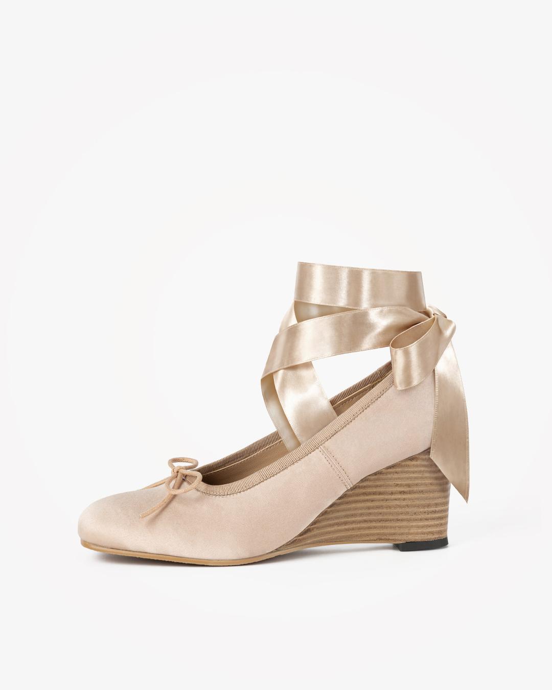 PP BALLET WEDGE PUMPS [SATIN PINK]