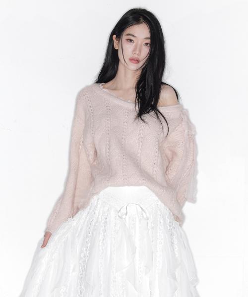 SOFT VEIL OFF SHOULDER KNIT_TT6S302PK