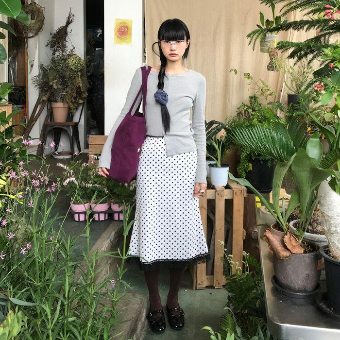 HBT Soft Lace Dot Skirt (WHITE)