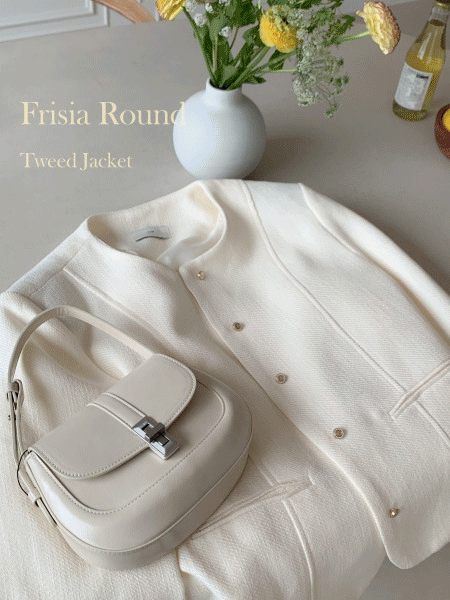 [하객/데이트룩] 프리지아 라운드 트위드 자켓 - 2C