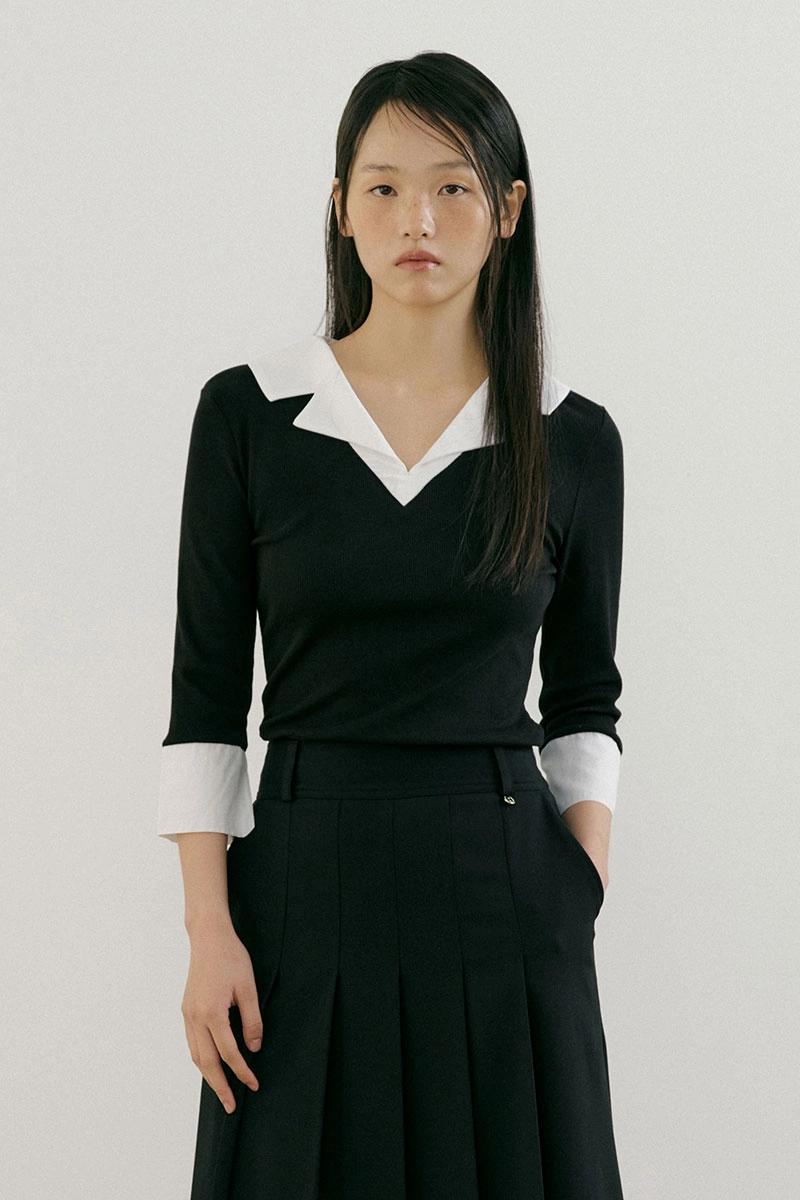 Lucir zu - [10/29 예약배송] Preppy lapel Sleeve (black)