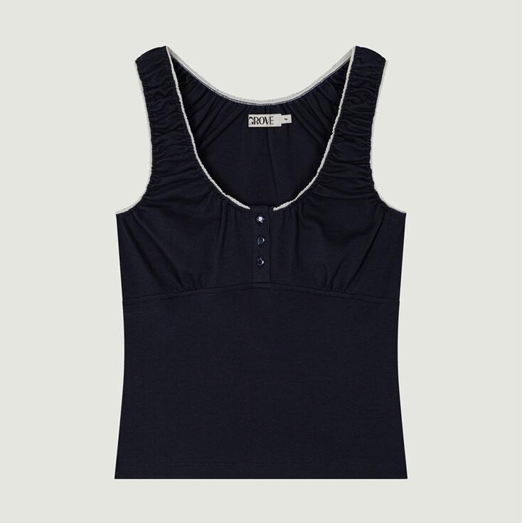 IKA SLEEVELESS TOP (NAVY)