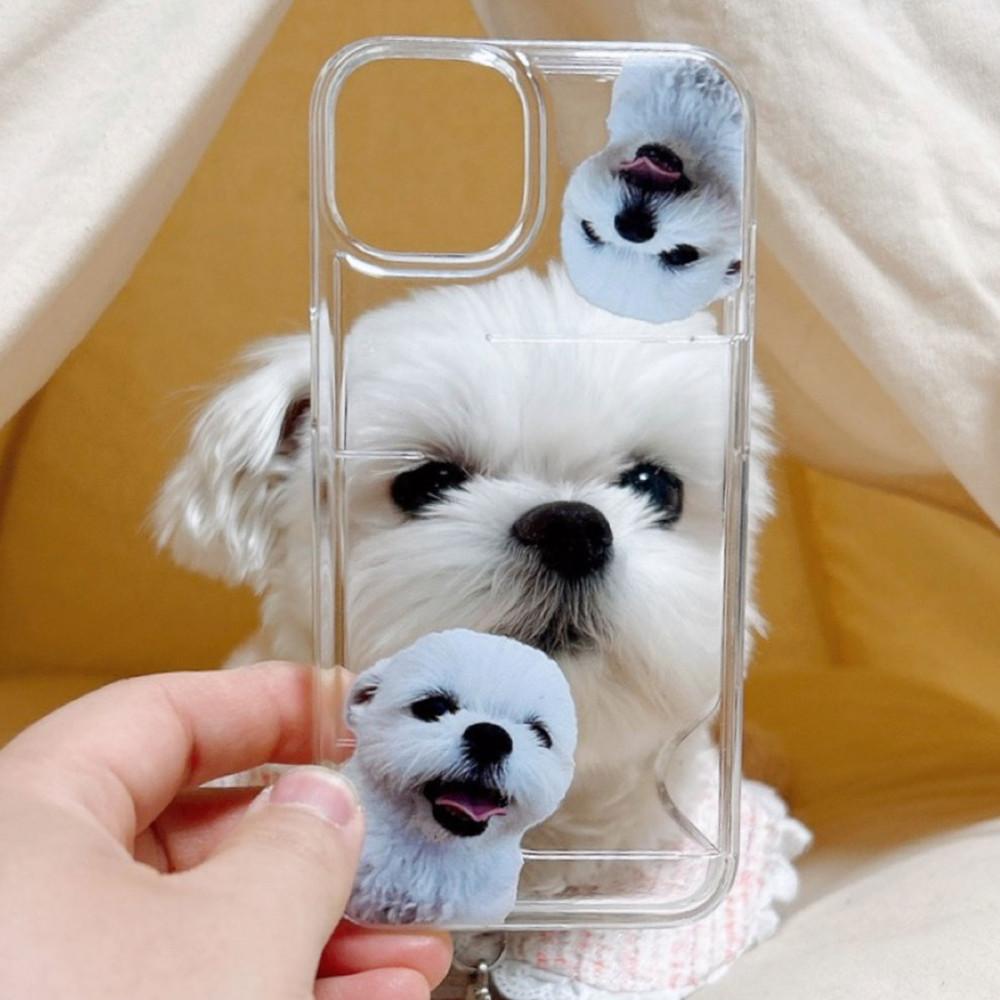 폰케이스 제작 강아지 케이스 투명 카드수납 아이폰14 구석탱이