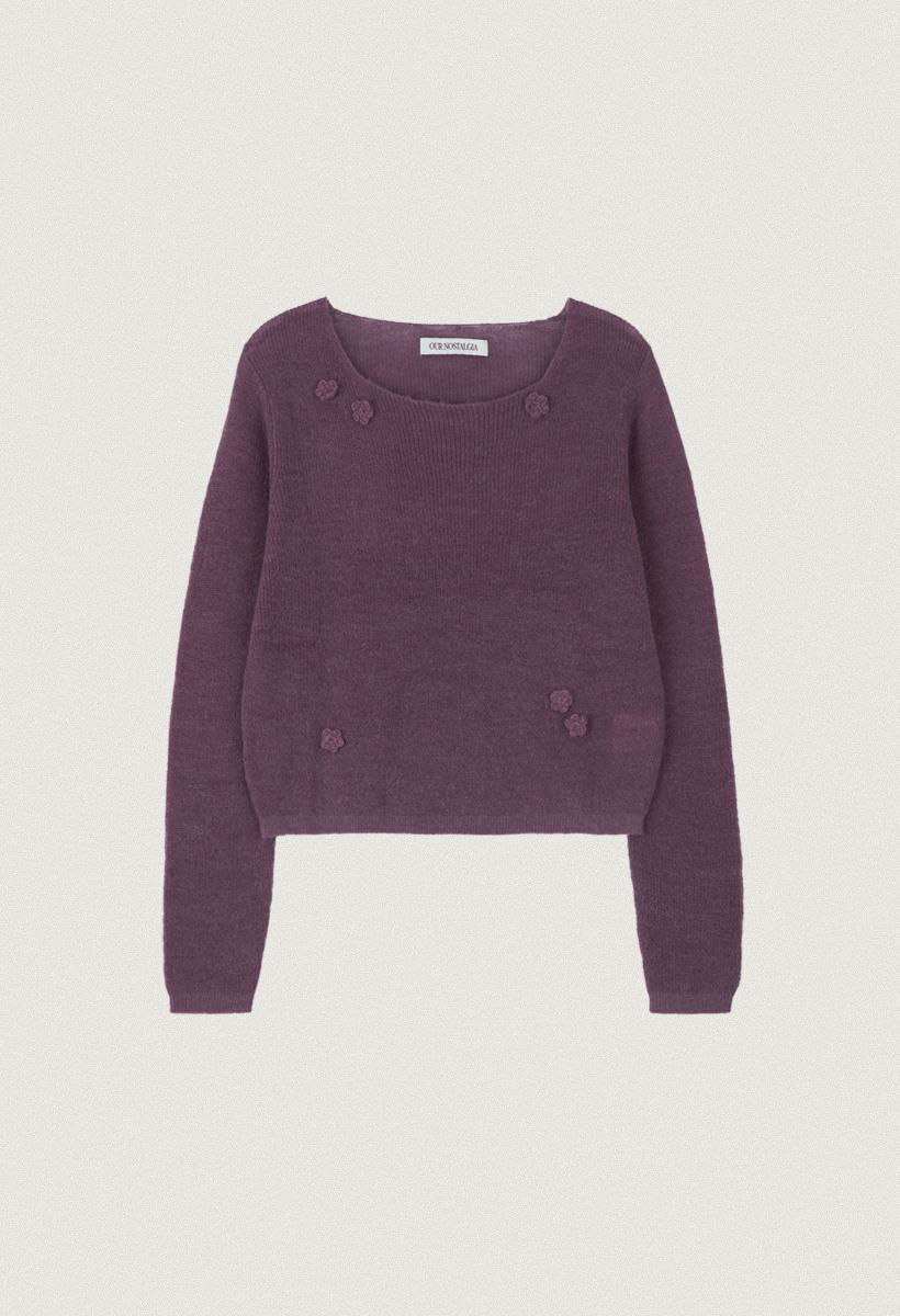 Hand flower square knit_Grape(OC25-KN15)