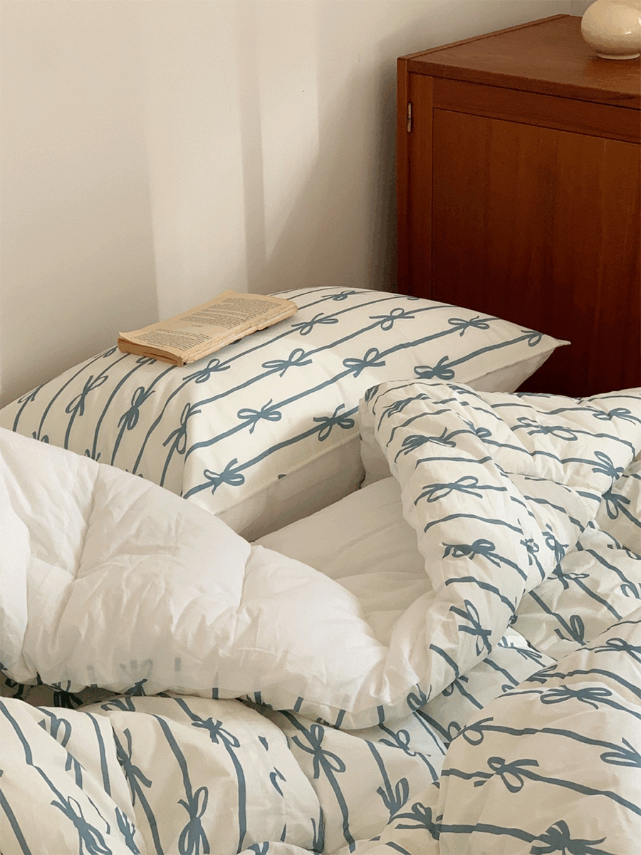 리본 소프트 차렵침구 - 레이크블루 (S/Q/K)