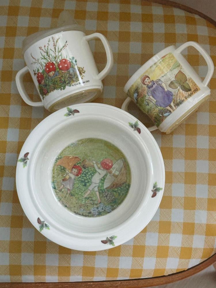 [중고] 엘사베스코우 시리얼볼, 양손잡이컵  / Elsa Beskow serial bowl, cup