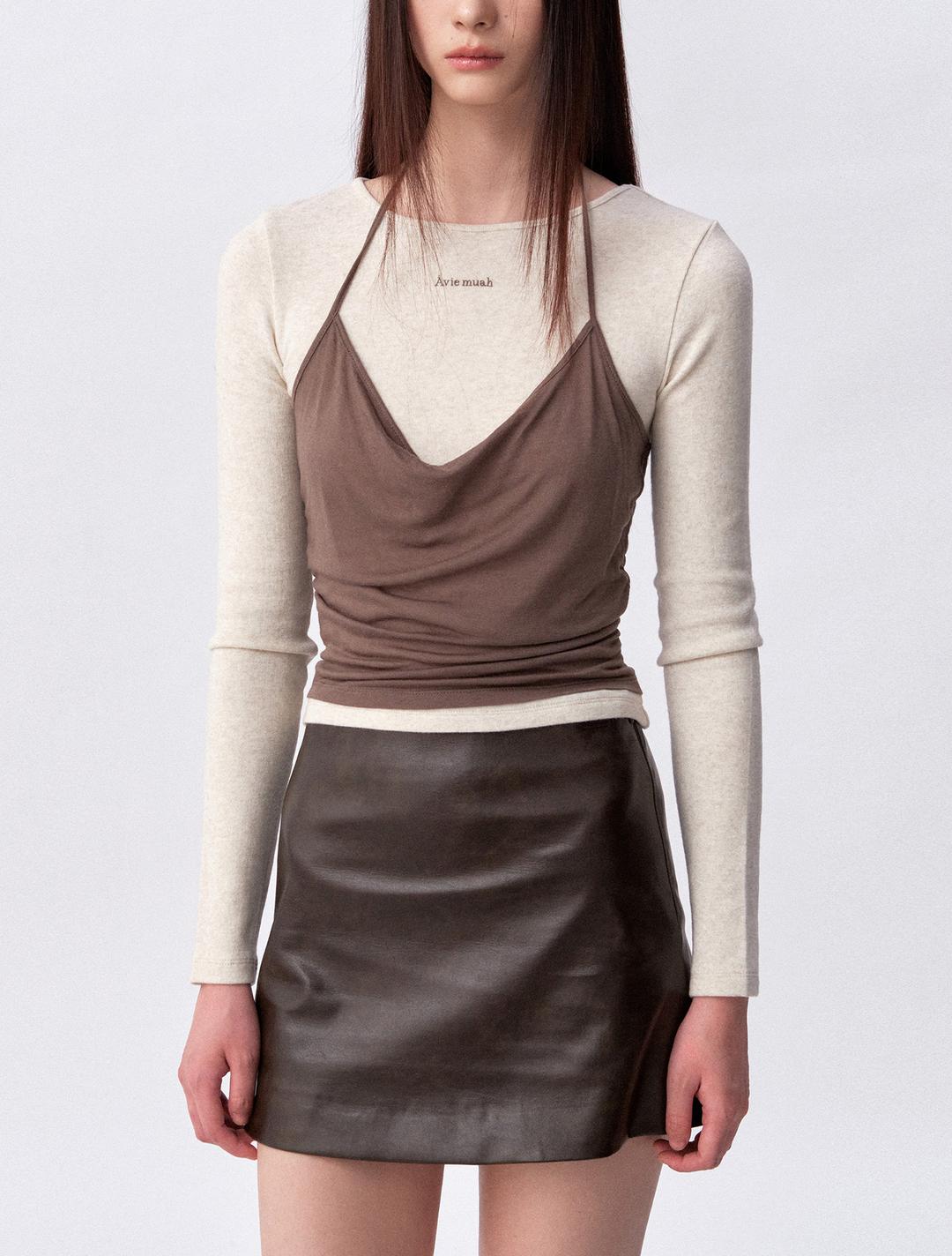 아비에 레이어드 홀터 저지 탑 (베이지)