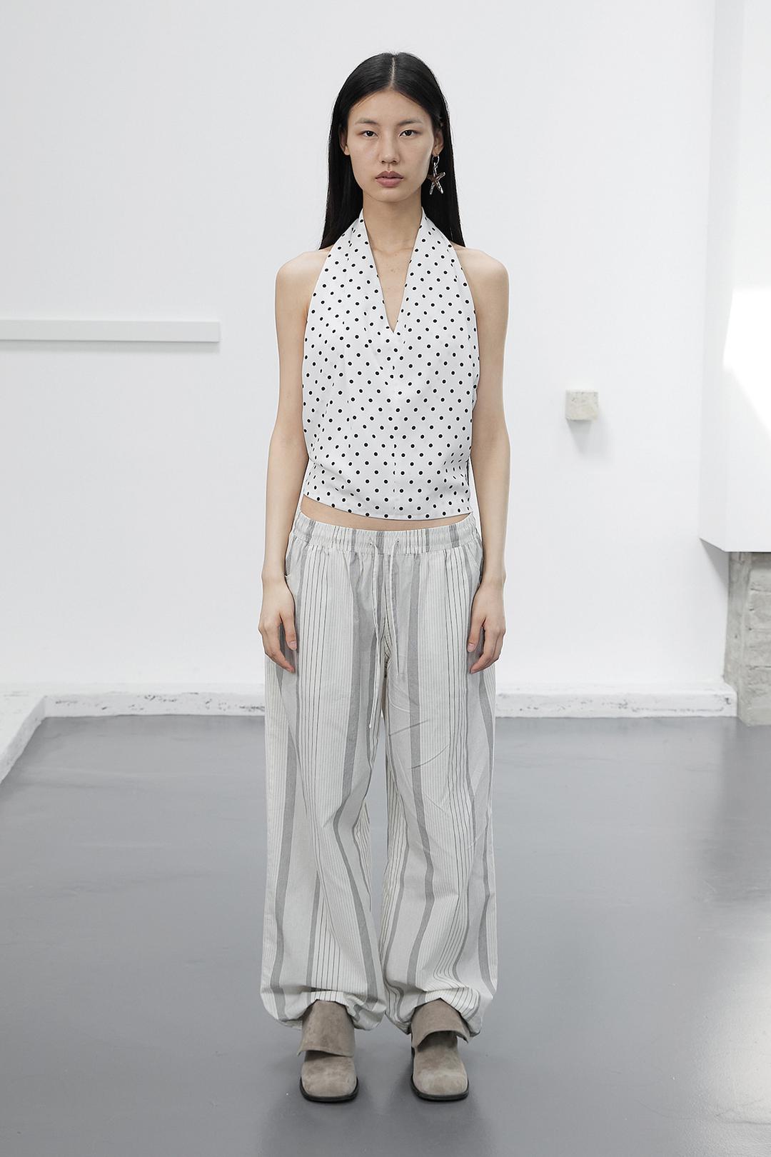 STRIPE COTTON PANTS / IVORY