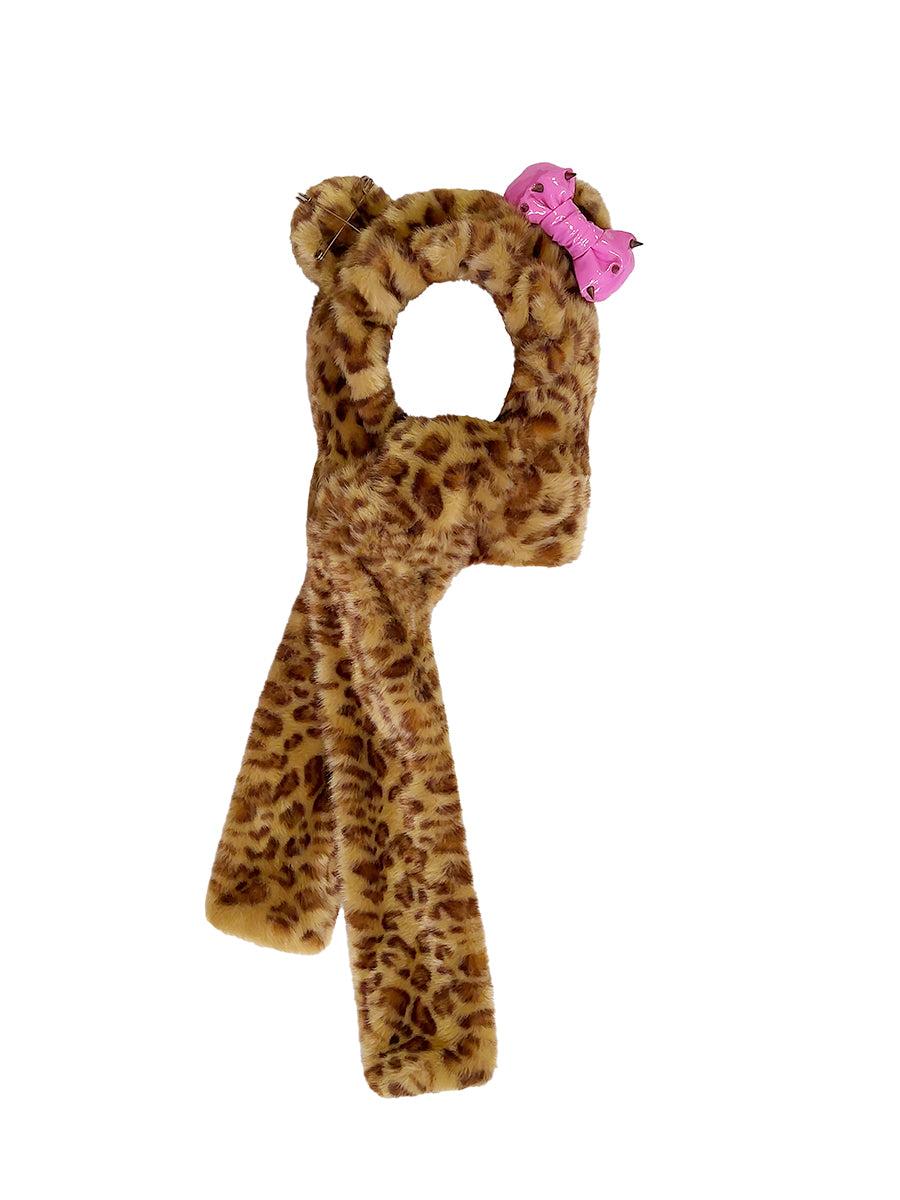CUTIE LEOPARD HOODED SCARF - OS