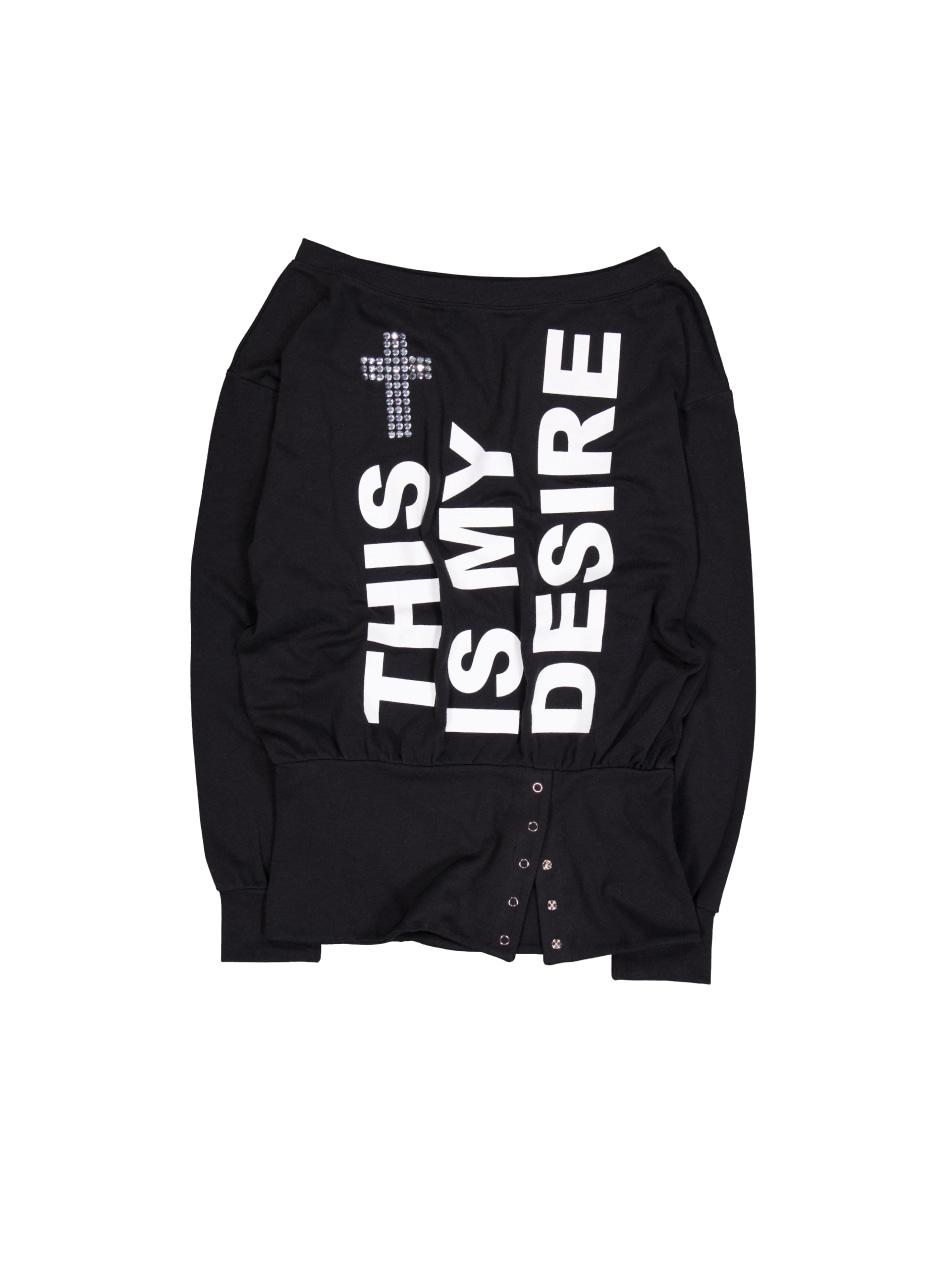 BOLD LETTERING LOOSE TOP / BLACK