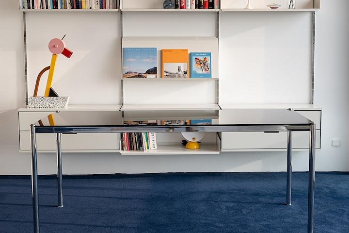 [투명강화유리] CH9 미드센츄리 오피스 강화유리테이블 (4~6인 1800size)