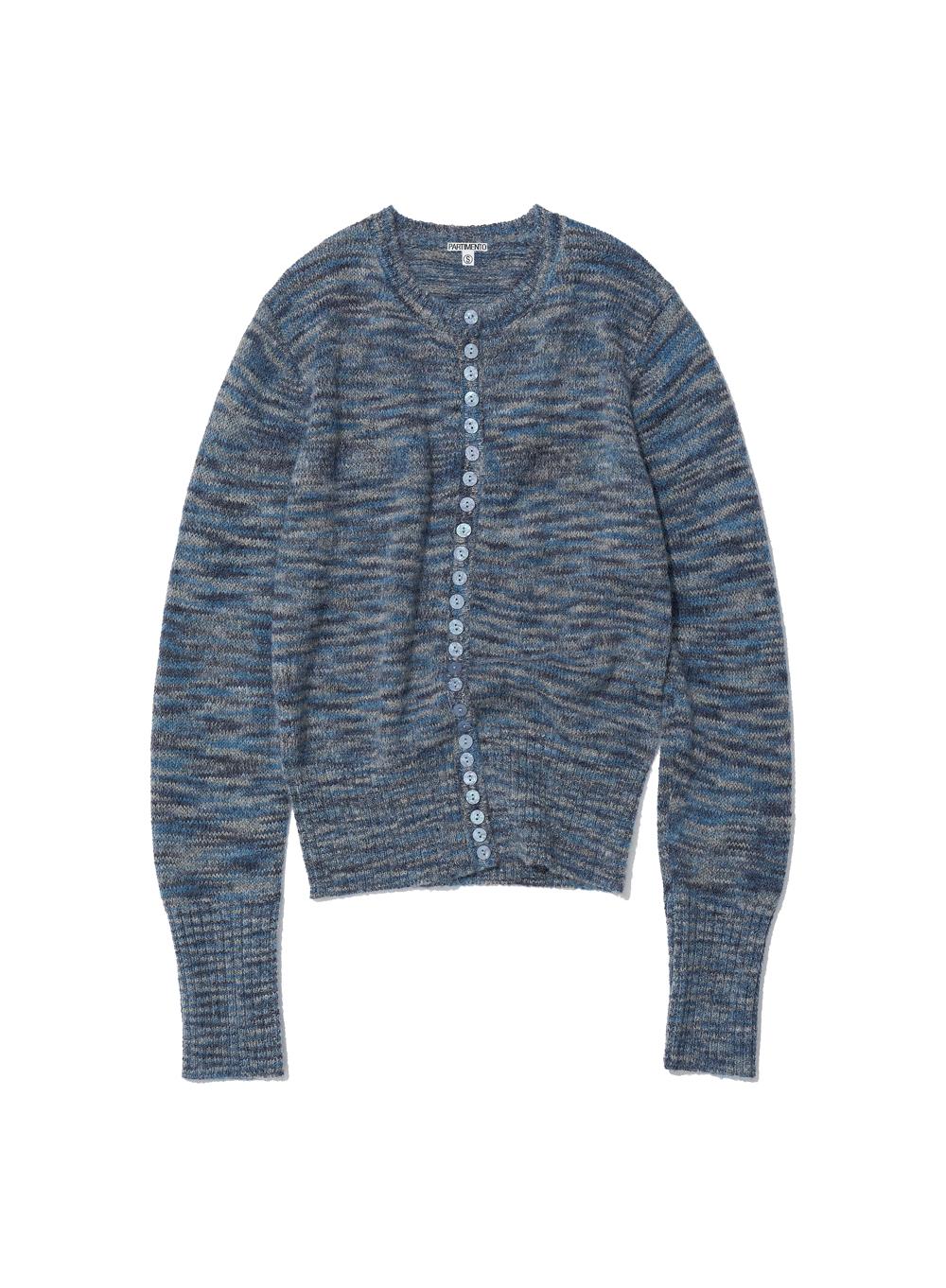 [WOMEN] WIDE RIB BUTTON-UP KNIT CARDIGAN_MIX NAVY