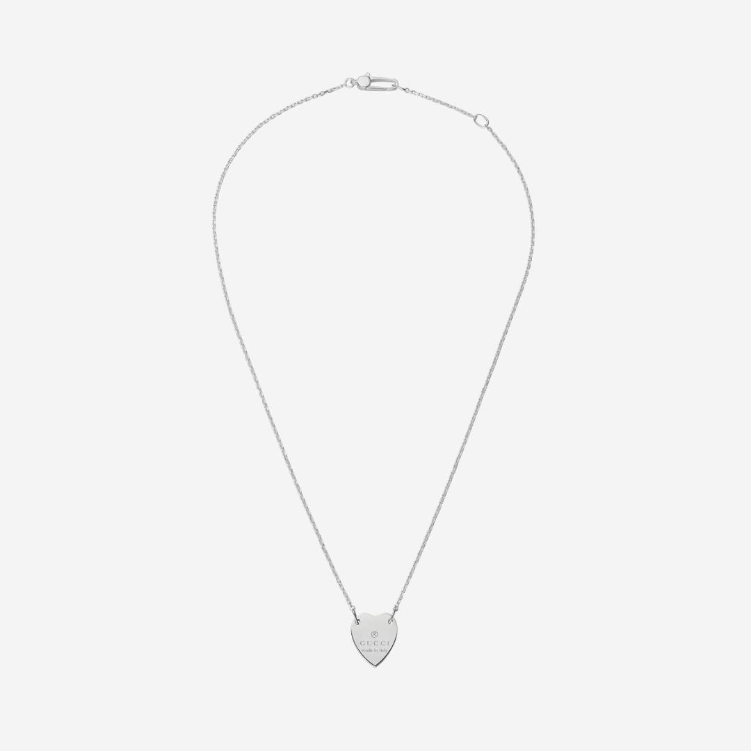 Gucci Trademark Heart Pendant Necklace Silver