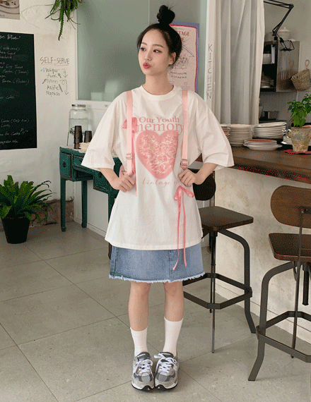 플몬빈티지하트반팔티