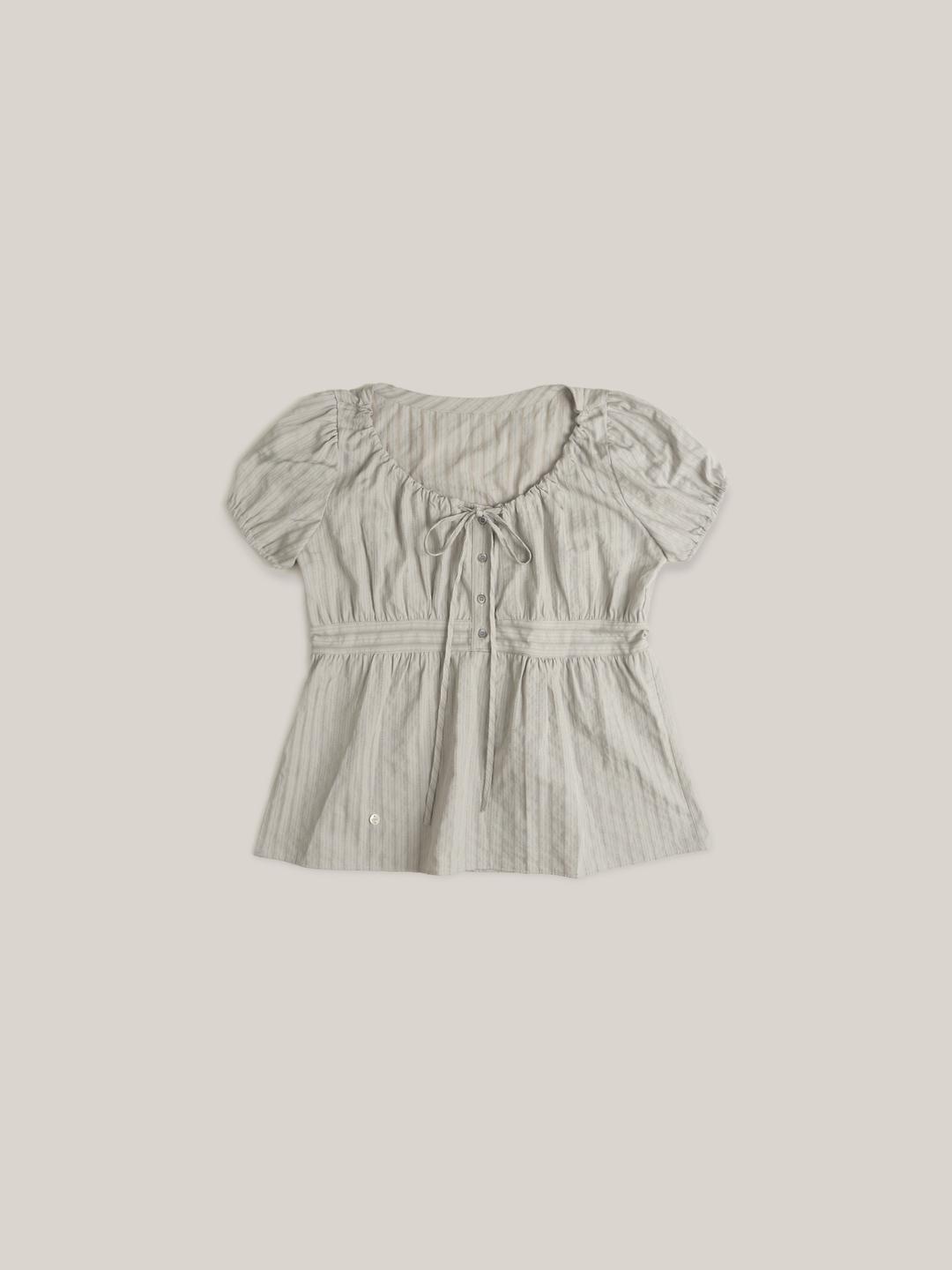 STRIPE PUFF BLOUSE [ GRAY ]