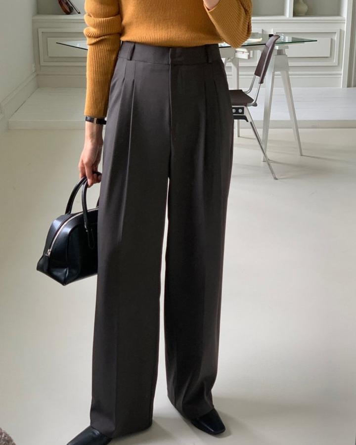 (당일)리브레 볼드 슬랙스 여성가을 출근룩 오피스룩 핀턱와이드 정장바지(80220)