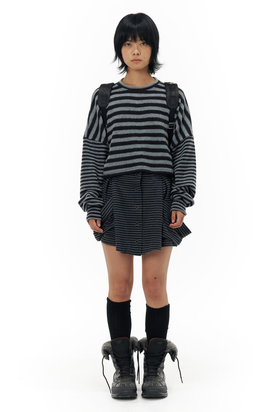 Stripe Pocket Mini Skirt_Charcoal