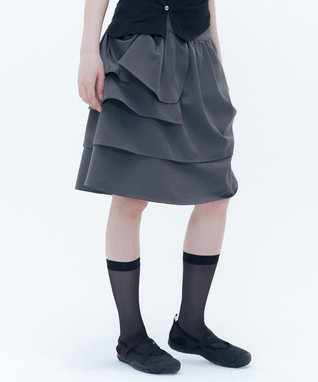 미세키서울 Unbalanced layers midi skirt CHARCOAL - 위시버킷