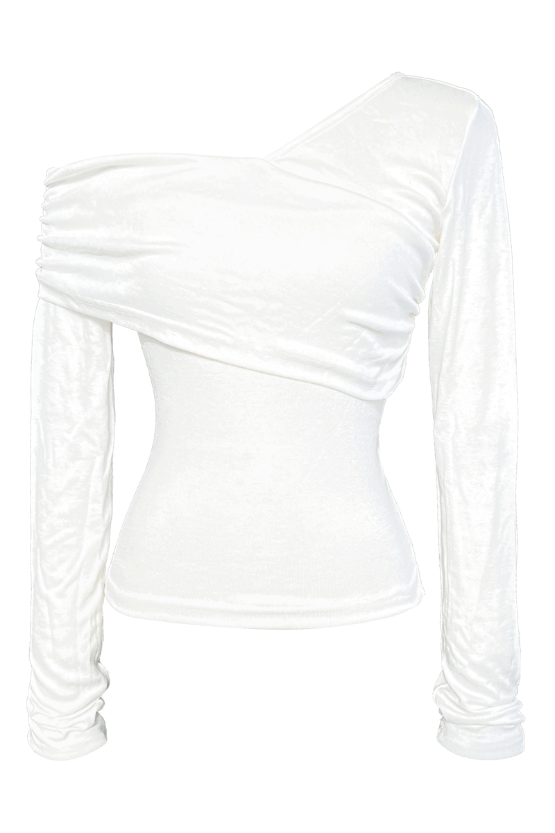 One shoulder shirring tee