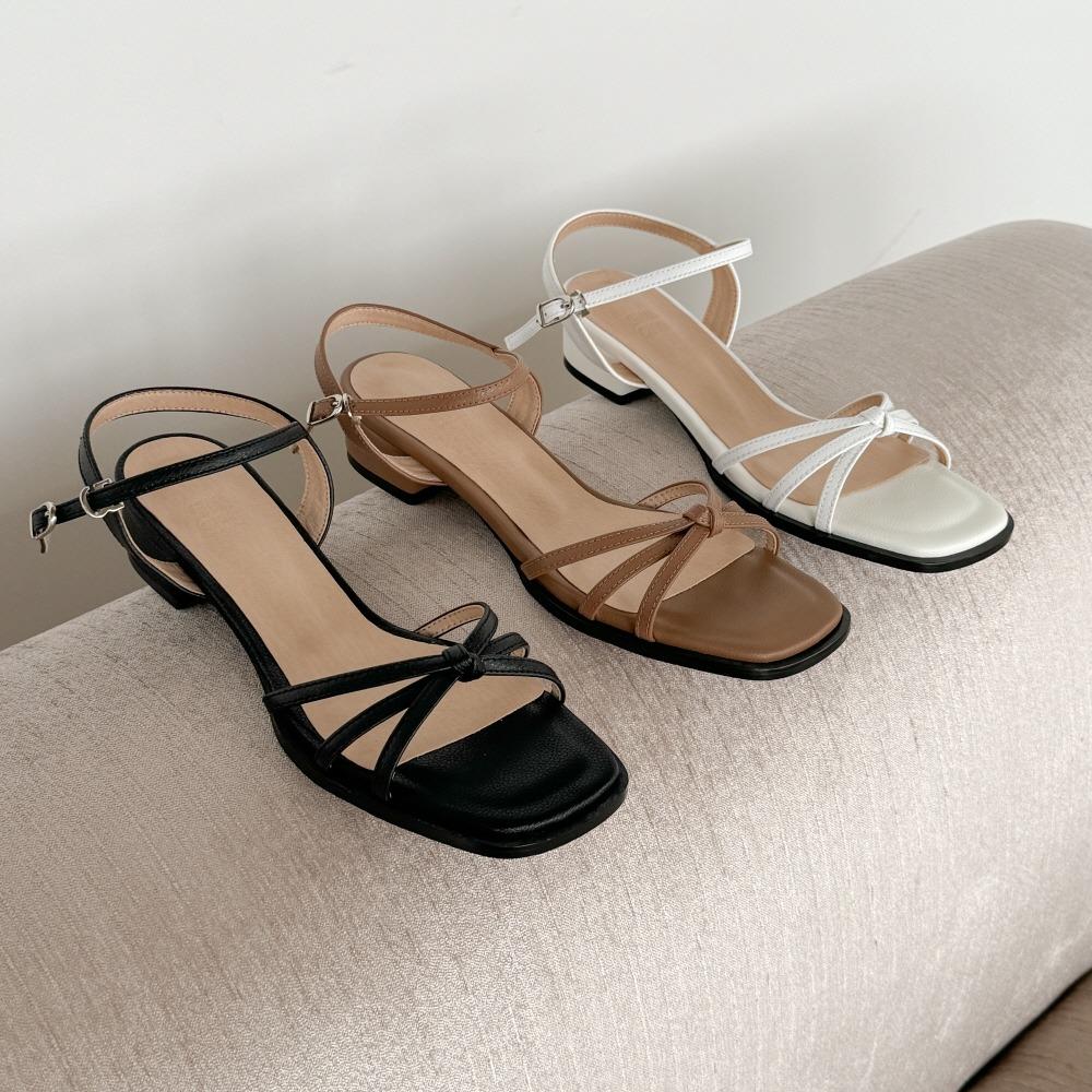 국내고퀄 소가죽 매듭 꼬임 스트랩 쿠셔닝샌들 3cm