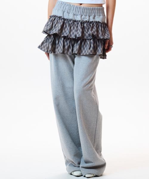 IM PATTERN FRILL PANTS(GRAY)