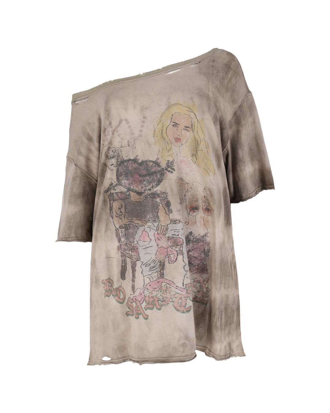 [PRE-ORDER]RKV destroyed off-shoulder tee - khaki