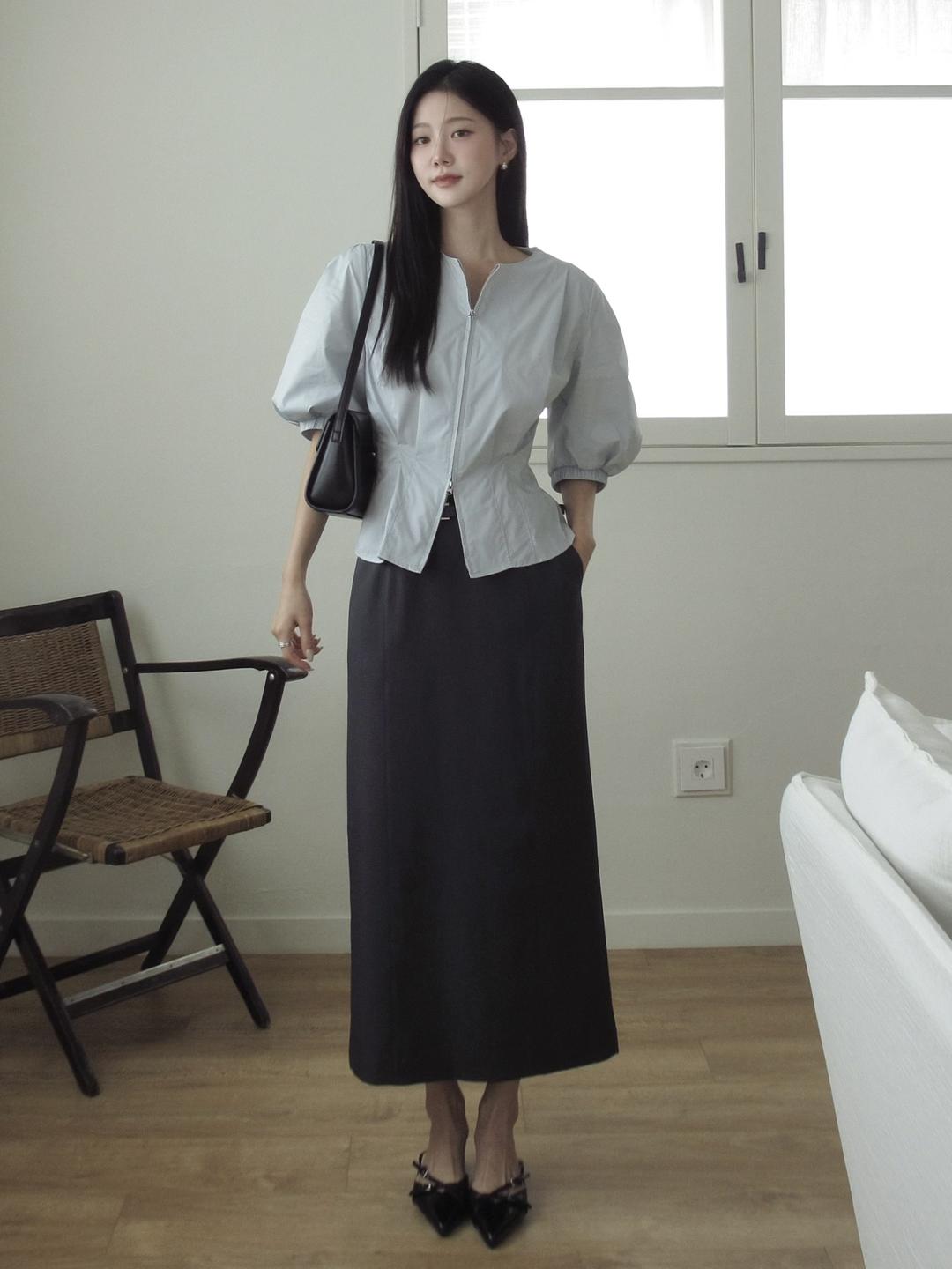 더아이잗 모던 슬림 롱 벨트 스커트 (DARK GREY) IRUP0SK511