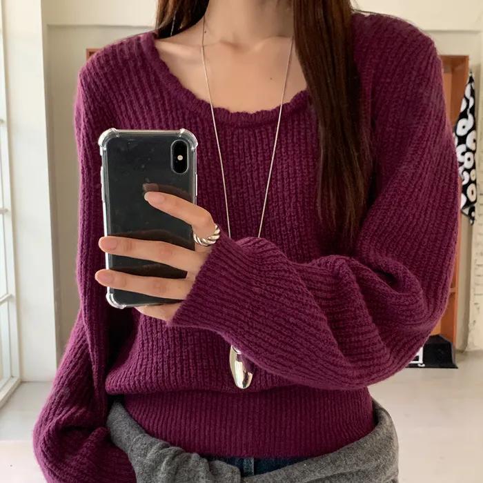 루덴 유넥 울 스웨터 ( 플럼 )