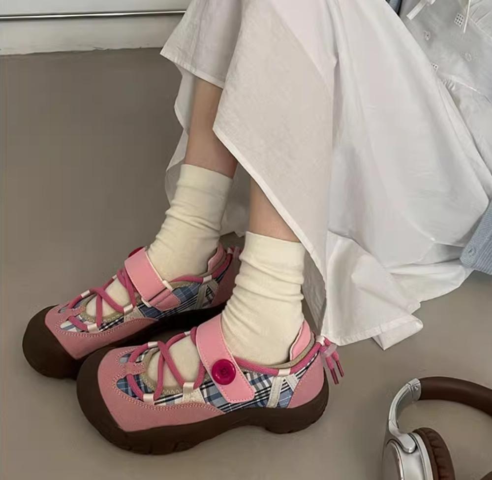 메리제인 단추 벨크로 스니커즈 슈즈