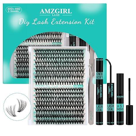 Lash Clusters Kit 320Pcs,DIY Individual Lashes Clusters Kit,Lash Bond And Seal,Lash Remover For Eyelashes Extensions,Lash Applicator Tool For False Eyelash Cluster Kit At Home(3040D,D-Mix9-16mm Kit)