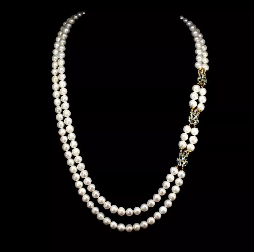 pearl & topaz & ruby necklace