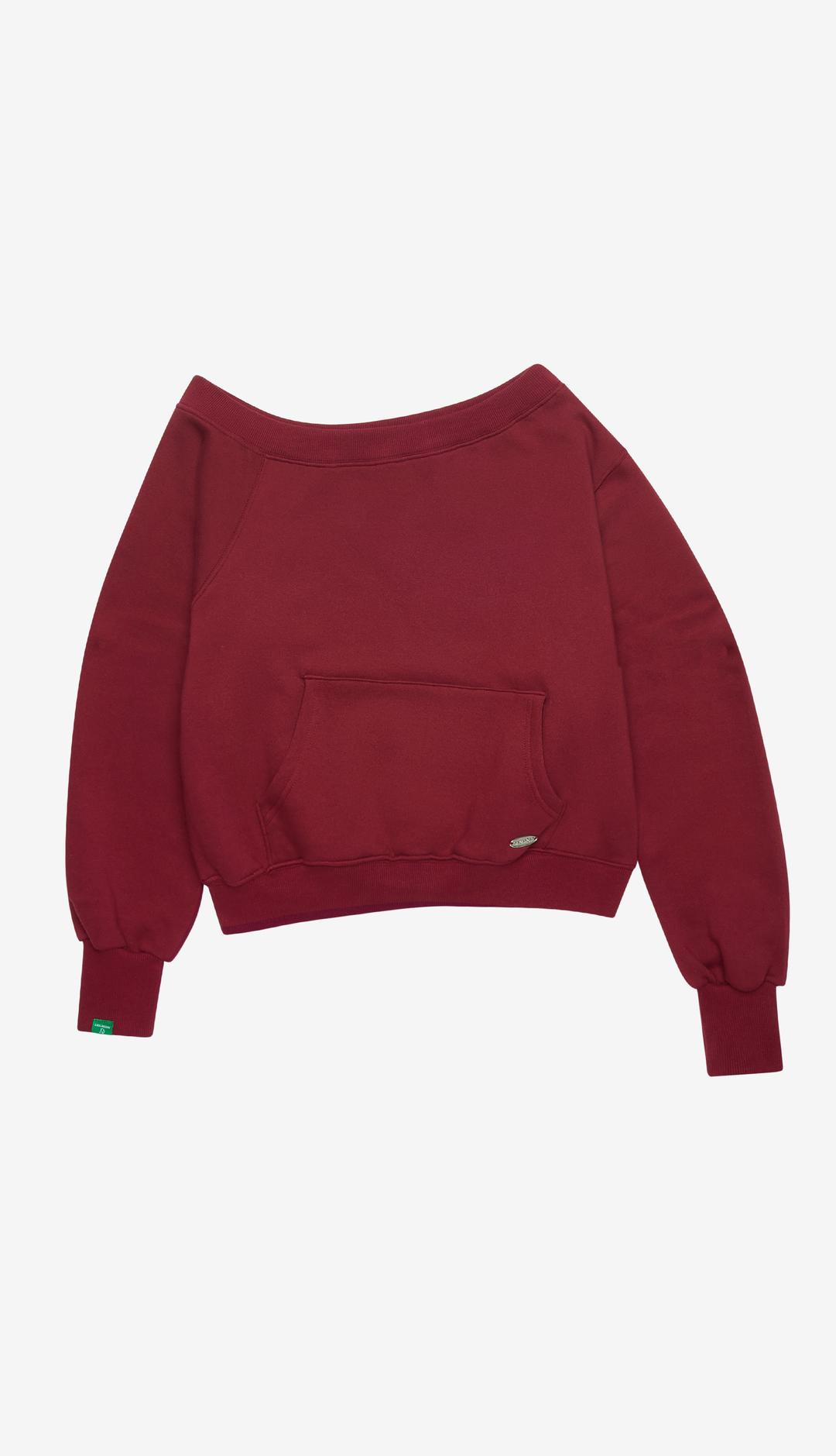 262. Pocket Boat Neck Sweatshirt _ Dark Red